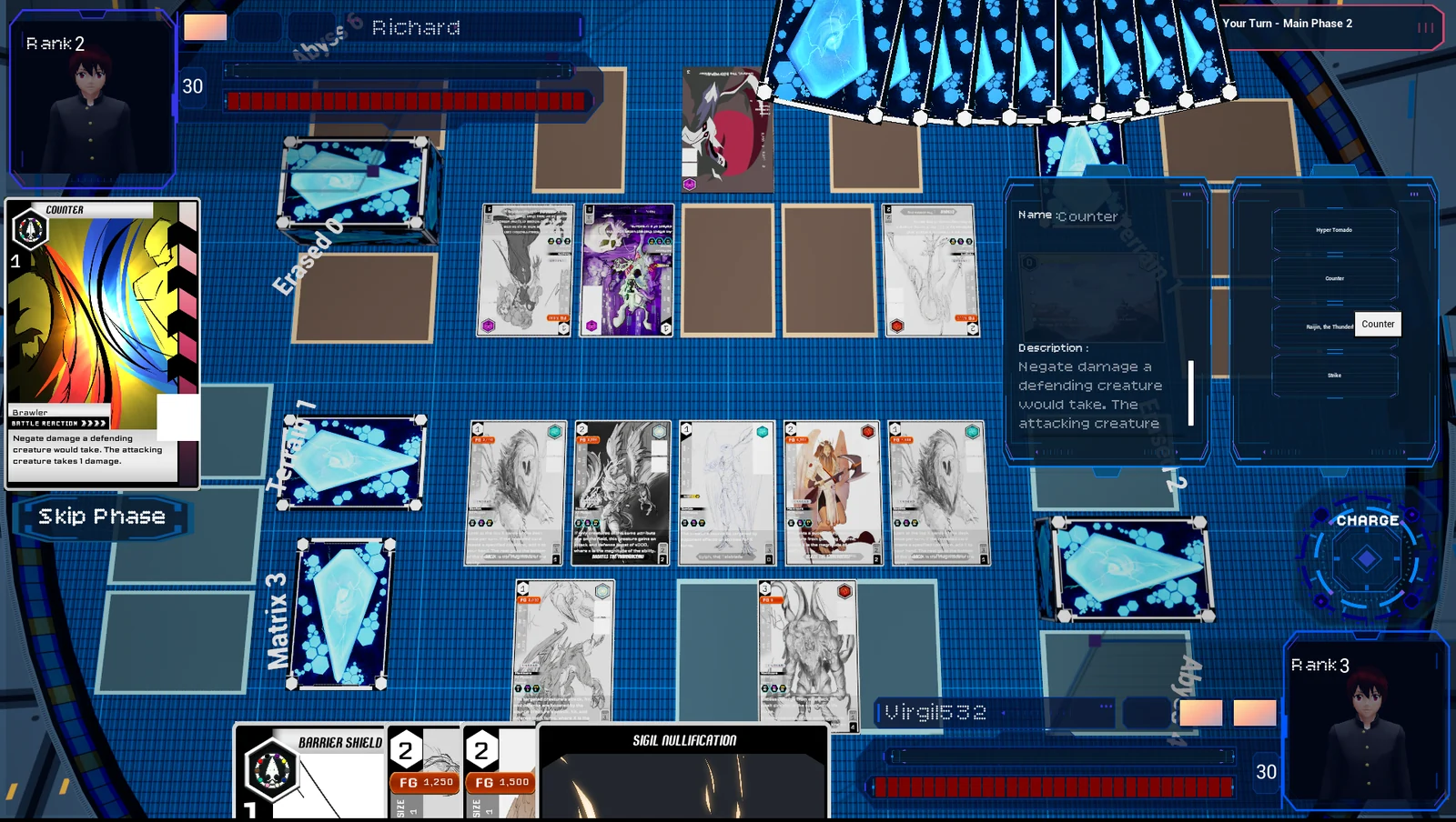 A multiplayer match displaying a Counter Battle Reaction and response choices